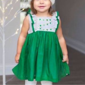 Well Dressed Wolf Green Christmas Bunting Dress- 2T